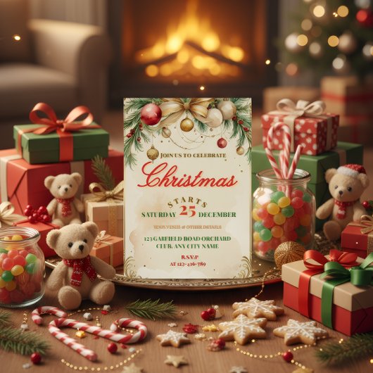 Elegant Christmas Invitation Card Folie Uitnodiging