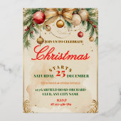 Elegant Christmas Invitation Card Folie Uitnodiging (Voorkant)