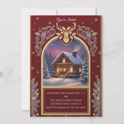 Elegant Christmas Invitation | Holiday Party Card  Kaart (Voorkant)