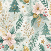 Elegant Christmas Kitchen Towel Sage Green Floral Theedoek