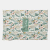 Elegant Christmas Kitchen Towel Sage Green Floral Theedoek (Horizontaal)