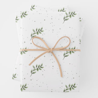 Elegant Christmas Leaf Waterverf Groen Inpakpapier Vel