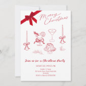 Elegant Christmas Line Art Party Kaart (Voorkant)