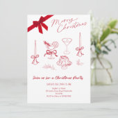 Elegant Christmas Line Art Party Kaart (Staand voorkant)