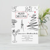 Elegant Christmas Line Art Party  Kaart (Staand voorkant)