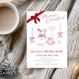 Elegant Christmas Line Art Party Kaart