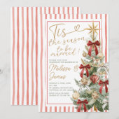 Elegant Christmas Marriage Red & Gold Kaart (Voorkant / Achterkant)