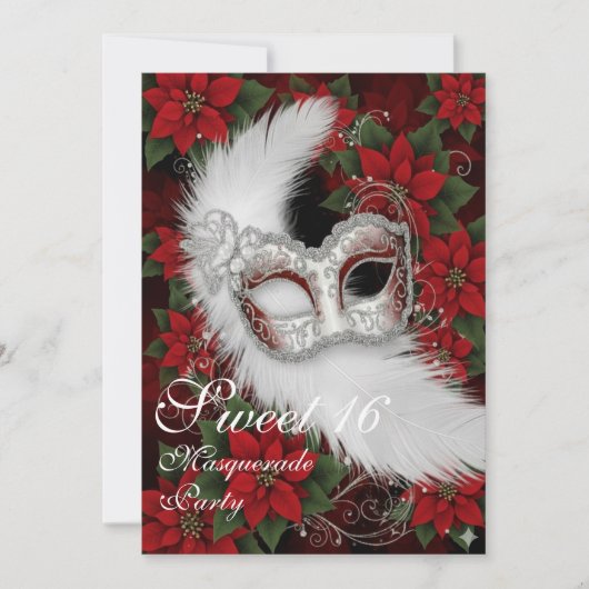 Elegant Christmas Masquerade Sweet 16 Birthday  (Voorkant)
