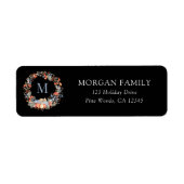 Elegant Christmas Monogram Wreath Return Address Etiket (Voorkant)