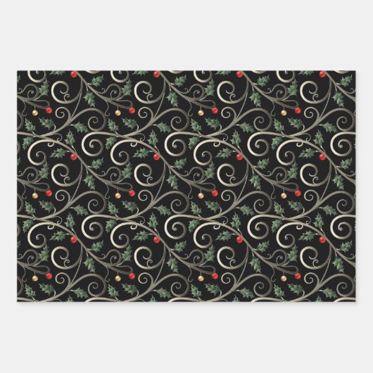 Elegant Christmas Night – Luxe Wrapping Paper Set (Voorkant)