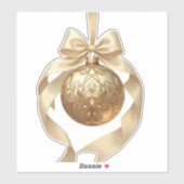 Elegant Christmas Ornament Beige and Brown Sticker (Vel)