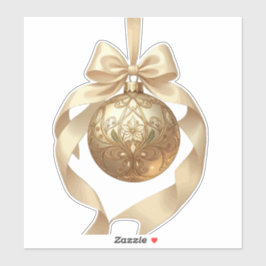 Elegant Christmas Ornament Beige and Brown Sticker