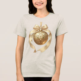 Elegant Christmas Ornament Beige and Brown Tri-Blend Shirt