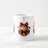Elegant Christmas Ornament Beige and Red Koffiemok (Center)