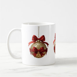 Elegant Christmas Ornament Beige and Red Koffiemok