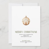 Elegant Christmas ornament Card Neutral Gold Minim Feestdagenkaart (Voorkant)