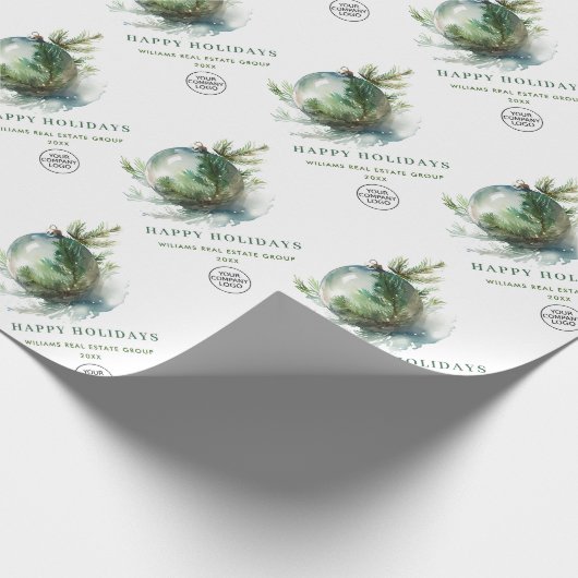 Elegant Christmas Ornament Corporate Company Cadeaupapier (Hoek)