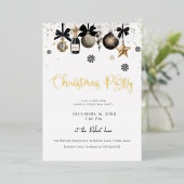 Elegant Christmas Ornaments Holiday Party  Folie Uitnodiging (Staand Voorkant)