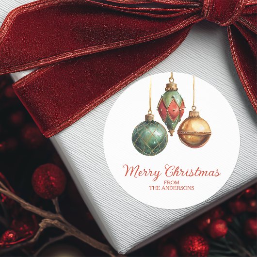 Elegant Christmas Ornaments Ronde Sticker