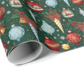 Elegant Christmas Ornaments Wrapping Paper Cadeaupapier (Rol Hoek)