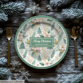 Elegant Christmas Paper & Party Plates Sage Gold Papieren Bordje