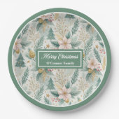 Elegant Christmas Paper & Party Plates Sage Gold Papieren Bordje (Voorkant)