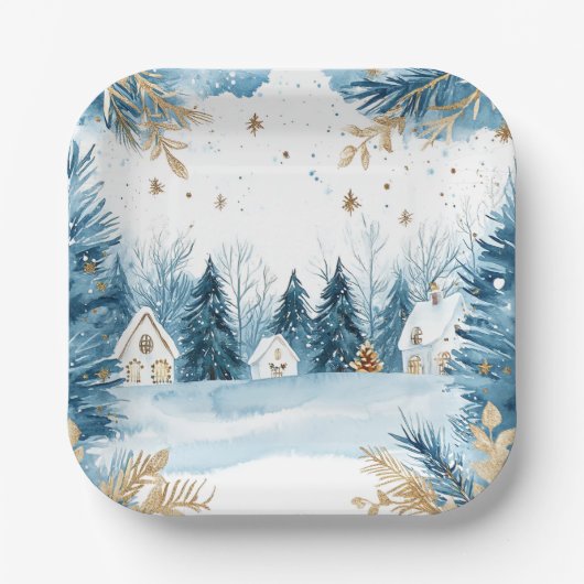 Elegant Christmas Paper Plates  Papieren Bordje (Voorkant)