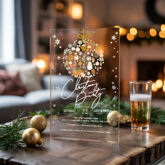 Elegant Christmas Party Festive Holiday Minimalist Acryl Uitnodigingen