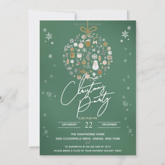 Elegant Christmas Party Festive Holiday Minimalist Kaart (Voorkant)