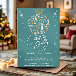 Elegant Christmas Party Festive Holiday Minimalist Kaart