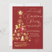 Elegant Christmas PARTY Goud Glitter Rood Kaart (Voorkant)