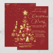 Elegant Christmas PARTY Goud Glitter Rood Kaart (Voorkant / Achterkant)