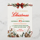 Elegant Christmas Party Invitation Folie Uitnodiging (Voorkant)