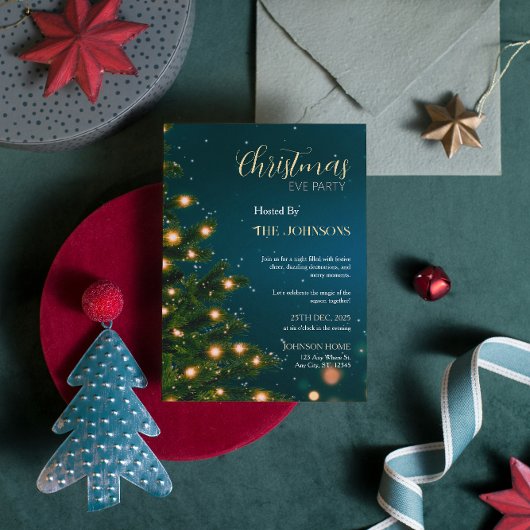 Elegant Christmas Party Invitation for Evening Kaart