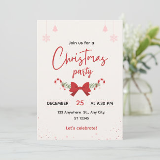 Elegant Christmas Party Invitation Kaart
