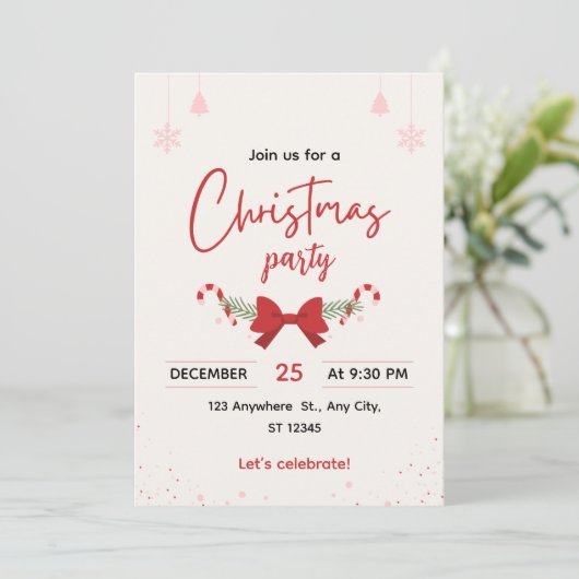 Elegant Christmas Party Invitation Kaart (Staand voorkant)