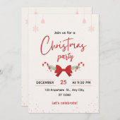Elegant Christmas Party Invitation Kaart (Voorkant / Achterkant)