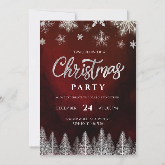 Elegant Christmas Party Invitation Kaart (Voorkant)