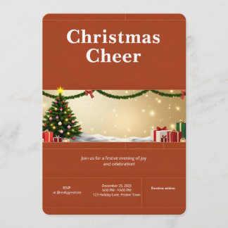 Elegant Christmas Party Invitation Kaart