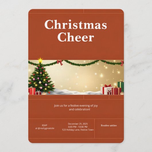 Elegant Christmas Party Invitation Kaart (Voorkant)