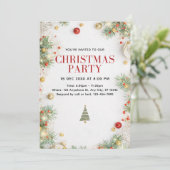 Elegant Christmas Party Invitation with Holiday  Kaart (Staand voorkant)