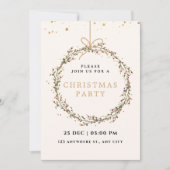 Elegant Christmas Party Invitation with Wreath  Kaart (Voorkant)