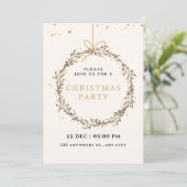 Elegant Christmas Party Invitation with Wreath  Kaart (Staand voorkant)