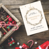 Elegant Christmas Party Invitation with Wreath  Kaart