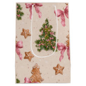 Elegant Christmas Pattern Gift Bag Medium Cadeauzakje (Achterkant)