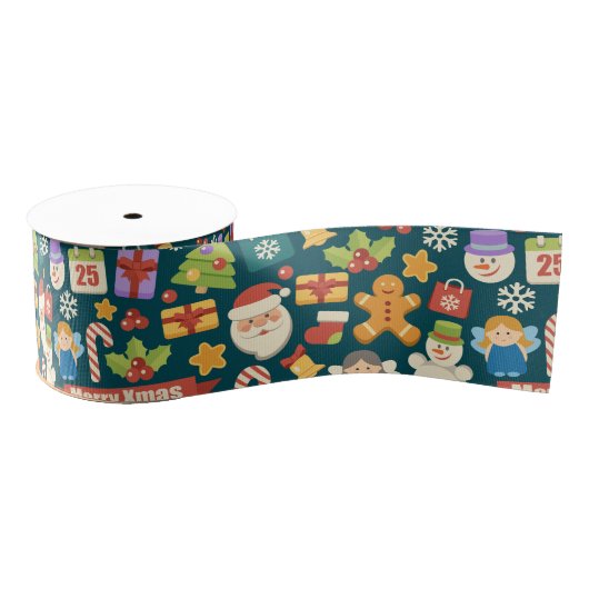 Elegant Christmas Pattern- Merry Christmas Design Grosgrain Lint (Spoel)