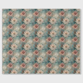 Elegant Christmas Peach and Sage Green Floral  Cadeaupapier (Vlak)