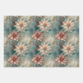 Elegant Christmas Peach and Sage Green Floral  Inpakpapier Vel (Voorkant)
