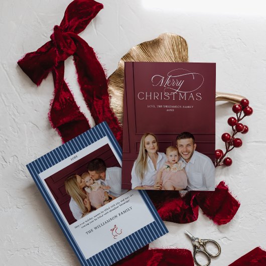 Elegant Christmas Photo Card Kaart