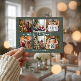 Elegant Christmas Photo Collage Feestdagenkaart